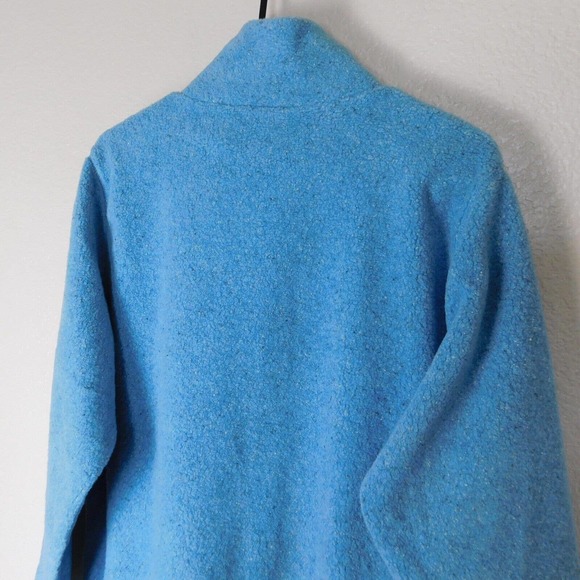 L.L. Bean Women Sweatshirt Large Button Up Light Blue Fuzzy Long Sleeve Casual - Picture 9 of 9
